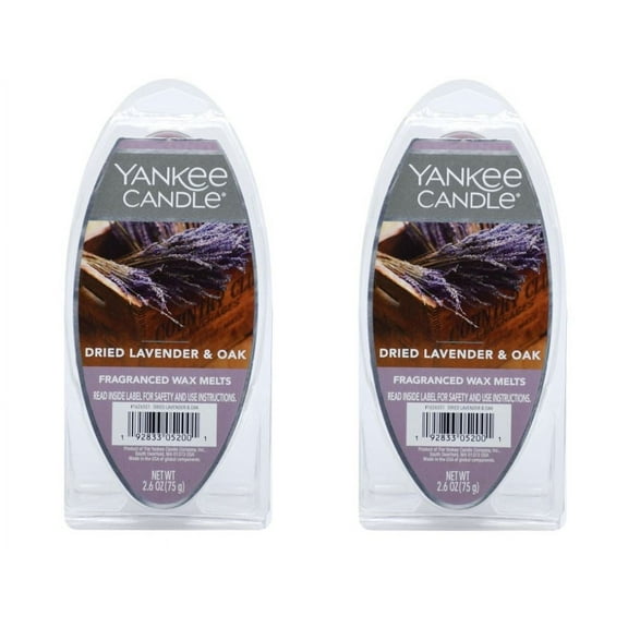 Yankee Candle Dried Lavender & Oak Fragranced Wax Melts, 2.6 oz Pack of 2