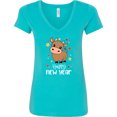 thumbnail image 3 of Inktastic Happy New Year Cute Ox Women's V-Neck T-Shirt, 3 of 5