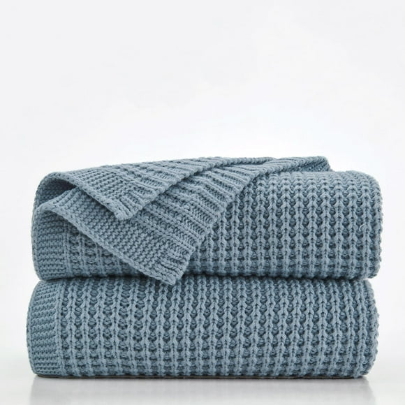 Manta Douceur Blue, suave y gruesa, tejida, 152 x 203 cm