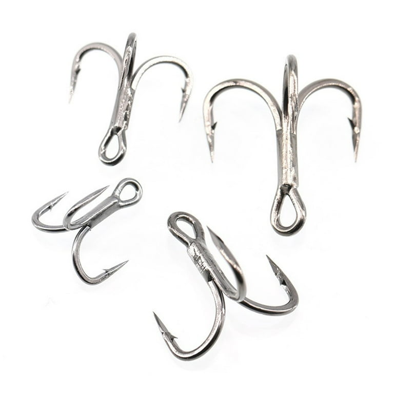 10Pcs Treble Hook 6× High Strength Nickel Plated Saltwater Fishing Barbed  Hooks 