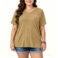 thumbnail image 2 of Bixock Plus Size Women Tops Maternity T Shirts Blouse Solid Color V Neck Short Sleeve Loose Breathable Summer Daily Office Top, 2 of 6