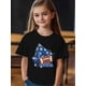 thumbnail image 1 of Youth Cheer Sister Blue Football Graphic T-Shirt - 180gsm Soft Knit Crew Neck Tee With Pom Pom Design, "Sister" Print For Sports Fans & Casual Wear, allseason apparel, Playful Design, 1 of 6