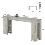 Finmind 71 Long Console Table, Narrow Distressed White Entryway Table Wood Sofa Table