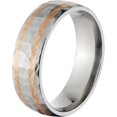 thumbnail image 2 of 7mm Half-Round Titanium Ring with Two 1mm Copper Inlays and a Hammered Finish, 2 of 3