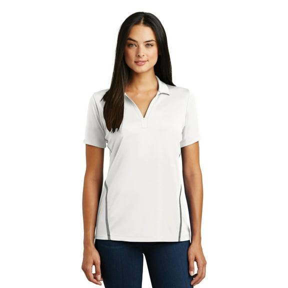 Sport-Tek Ladies Contrast PosiCharge Tough Polo-3XL (White/ Heather Grey)