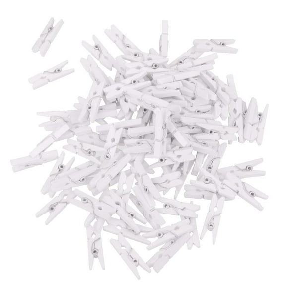 50PCS COLORED MINI WOODEN PEGS CLOTHES PINS for CRAFTING CARDMAKING SCRAPBOOK - White