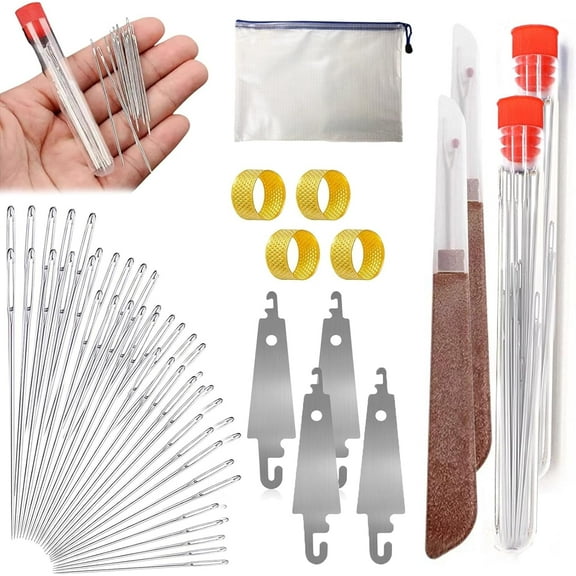 31PCS Sewing Tool Set Big Eye Steel Sewing Needles Kit Stainless Steel Needles for Hand Sewing Long & Thin Handmade Quilting & Sewing Needles Kit for DIY Sewing 2PACK