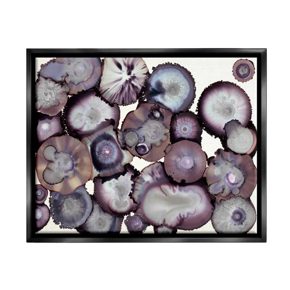 Stupell Industries Grey and Purple Abstract Geode Jet Black Framed Floating Canvas Wall Art, 24x30, by Laura Van Horne