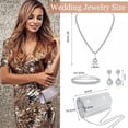 thumbnail image 6 of 7pcs Party Jewelry Crown Set, Include Birthday Queen Sash Crown Jewelry Set And Clutch Purse, Silvery Rhinestone Necklace Earrings Bracelets Set For Birthday Wedding Halloween Christmas Party Prom, 6 of 9