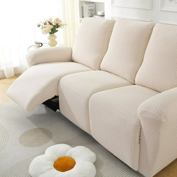 Xiao Hua Conjunto de sofá universal con todo incluido, conjunto de sofá elástico beige, conjunto de sillones jacquard, conjunto de protección para sofá de salón de 3 plazas