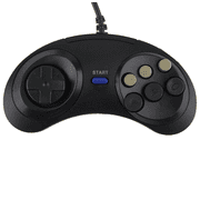 Replacement Wired 6 Button Game Pad 2 Pack Compatible with SEGA Genesis, Black Retro Controller for Old School Classic Console