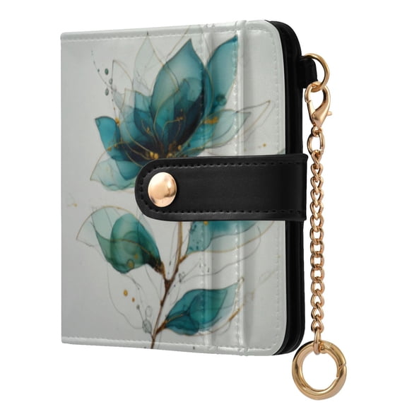 Qxltty Fantasy Flower Ladies Wallet Rfid Slim Thin Compact Credit Card Women Wallet Zipper Coin Pocket and ID Window for Female Gifts