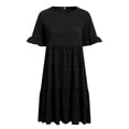 thumbnail image 5 of felwors Womens Summer Dress Ruffle Sleeve Smocked Crew Neck Midi Dresses Casual Flowy Tiered Swing Boho Beach Sundress Black, L, 5 of 8