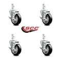 thumbnail image 2 of 4 Inch Black Poly Wheel Swivel 7/8 Inch Square Stem Caster Set with Brake SCC, 2 of 2