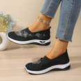 thumbnail image 3 of Rokment Womens Butterfly Embroidered Ortho Walking Shoes Ethnic Retro Casual Knit Comfortable Arch Support Platform Wedge Slip on Driving Nursing Loafers Tennis Non Slip Work Sneakers Black Size 6, 3 of 8