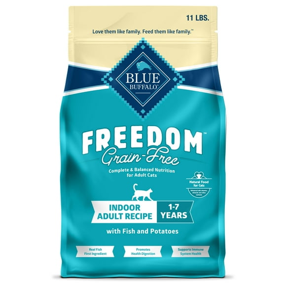 Blue Buffalo Freedom Natural Grain-Free Indoor Adult Dry Cat Food, Fish Recipe, 11-lb. Bag