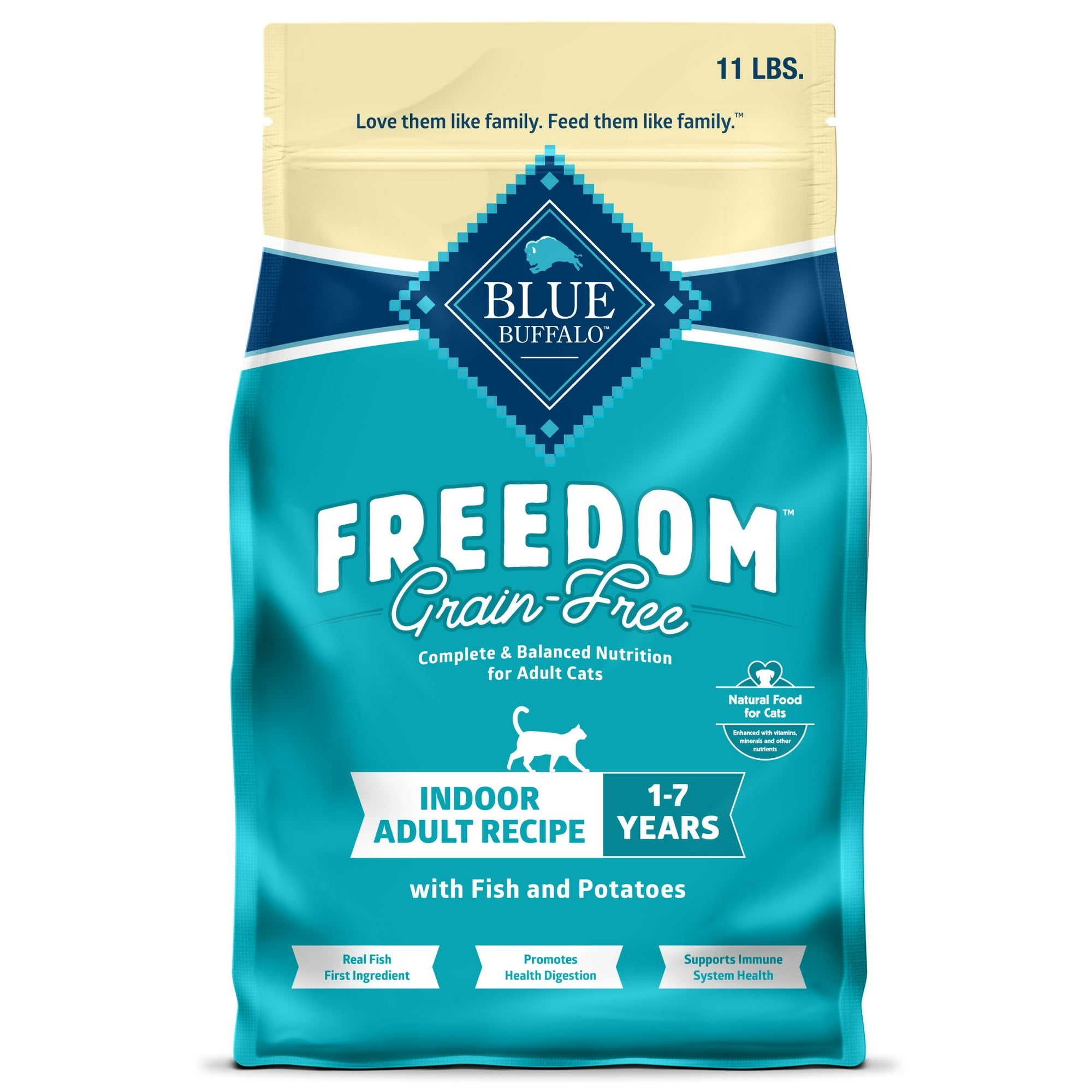Blue Buffalo Freedom Natural Grain-Free Indoor Adult Dry Cat Food, Fish Recipe, 11-lb. Bag