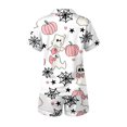 thumbnail image 6 of Fewfanhot Pajamas for Women Set Stylish Halloween Print Button Front Short Sleeve Top Shorts Pajama Set, 6 of 9