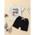 thumbnail image 2 of Bagilaanoe 2pcs Toddler Baby Boys Short Pants Set Letters Print Short Sleeve T-Shirt Tops + Shorts 6M 9M 12M 18M 24M 3T Kids Casual Summer Outfits, 2 of 8
