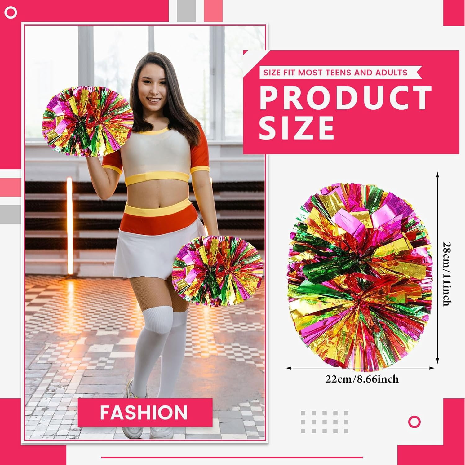24 Pack pom poms Cheer,Handheld Cheer pom poms, Sports Cheer Plastic Pom Poms Cheerleading for Sports Team Spirit Cheering (Blue+Gold)