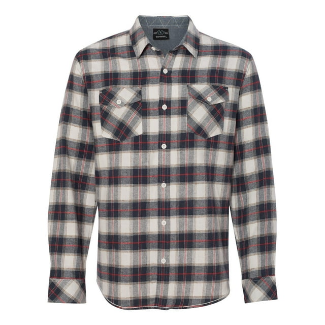 Yarn-Dyed Long Sleeve Flannel Shirt, 2XL, WhiteRed