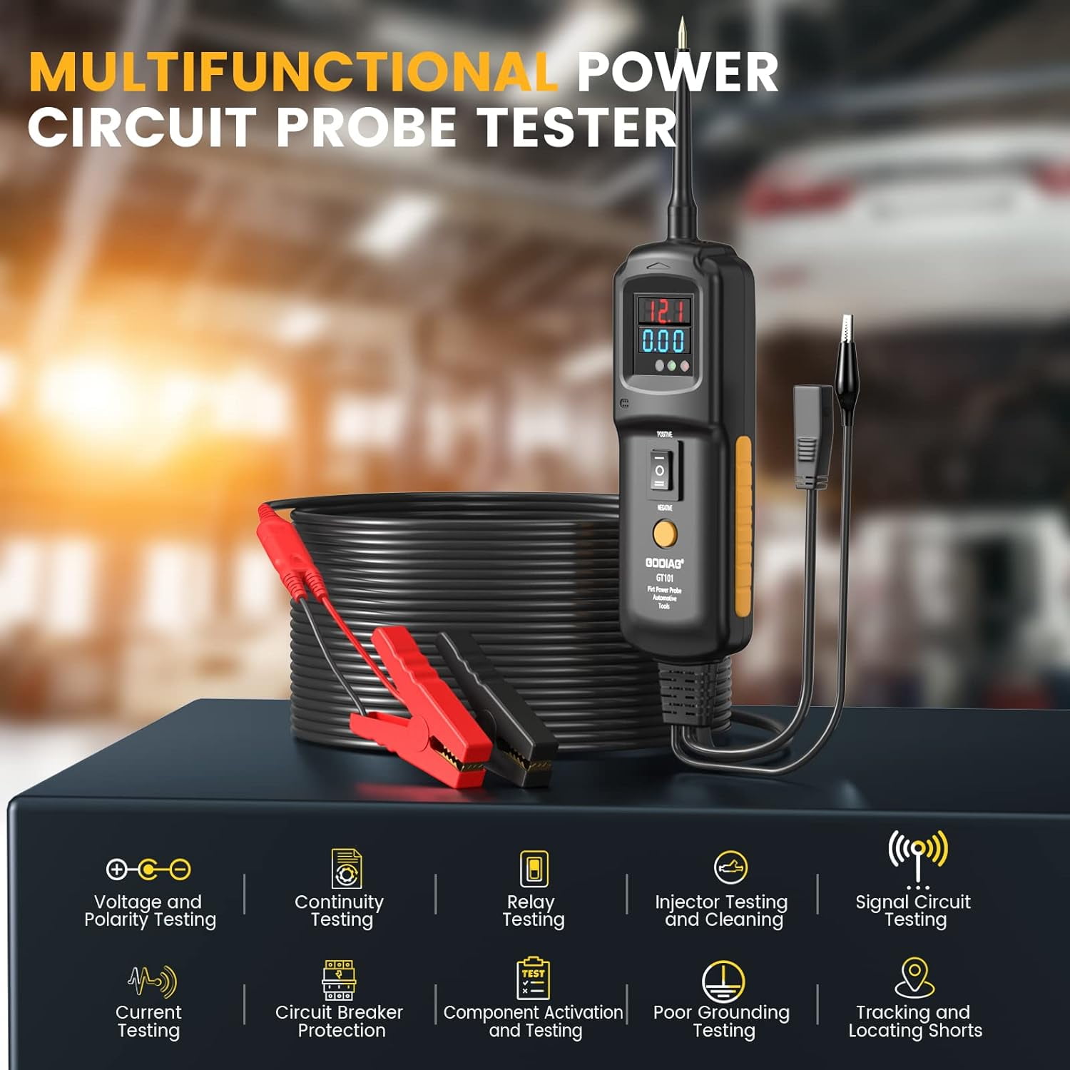 GODIAG GT101 Power Circuit Probe Tester, Auto Short Circuit, Relay Fuse / Voltage Tester, 6V 40V DC Auto Electrical System Test Tool Kit
