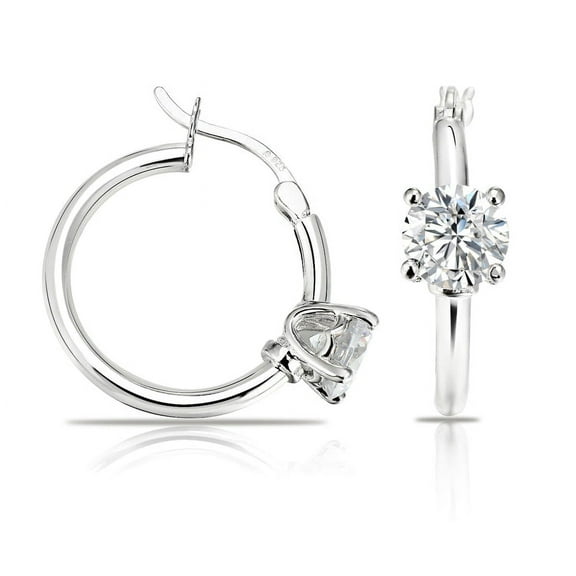 Tilo Jewelry .925 Sterling Silver Hoop Earring with CZ Stones for Women & Unisex