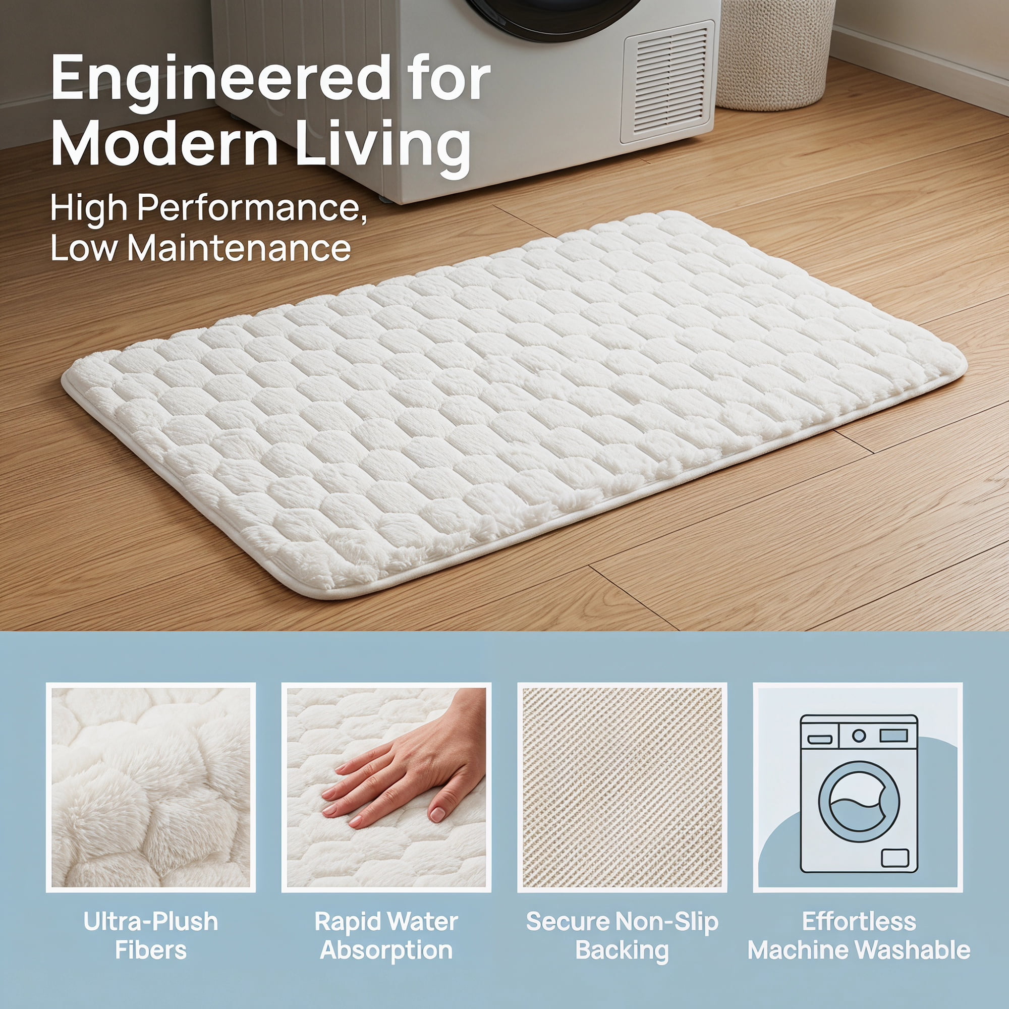 Unique Bargains Luxury Ultra Soft Absorbent Microfiber Bath Mat Non Slip Beige 32" x 20"