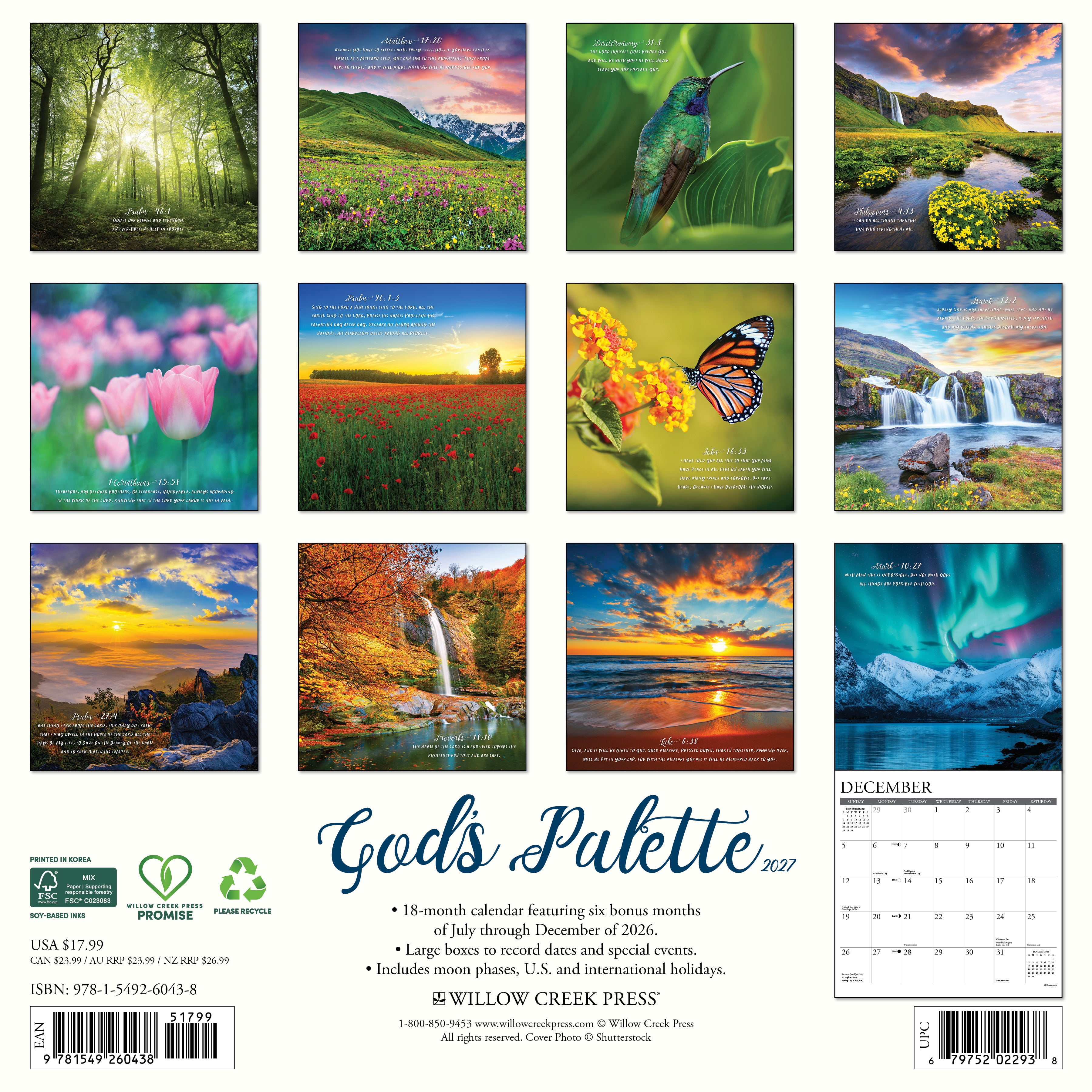 Willow Creek Press, God's Palette 2027 Wall Calendar
