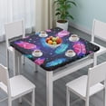 thumbnail image 3 of Neon Feather with Dots Pattern Square Fitted Tablecloth with Elastic Edge,Square Table Cover,Washable Elastic Table Cover for Home Kitchen Party Decor 34"x34", 3 of 6