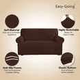 thumbnail image 6 of DUANJY Premium Water Repellent Sofa Cover, Stretch Sofa Couch Slipcover Furniture Protector, Small Checks Super Soft Fabric Couch Cover Brown, 6 of 6