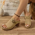 thumbnail image 2 of RUIYANQI Women's Open Toe Wedge Mules Adjustable Buckle Strap Sandals Trendy Fashion Summer Beach Footwear Comfortable Casual Walking Shoes Outdoor Daily Wear Brown Women Sandal, 2 of 7