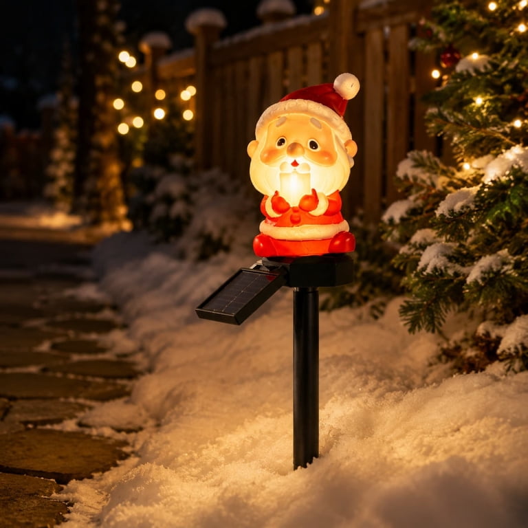 Santa Claus Solar Christmas Stake Light, Waterproof LED Xmas