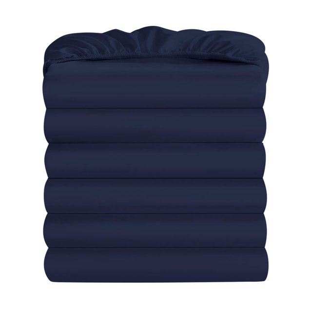 Juego de sábanas ajustables Maple&Stone tamaño Queen color azul marino - Paquete de 6