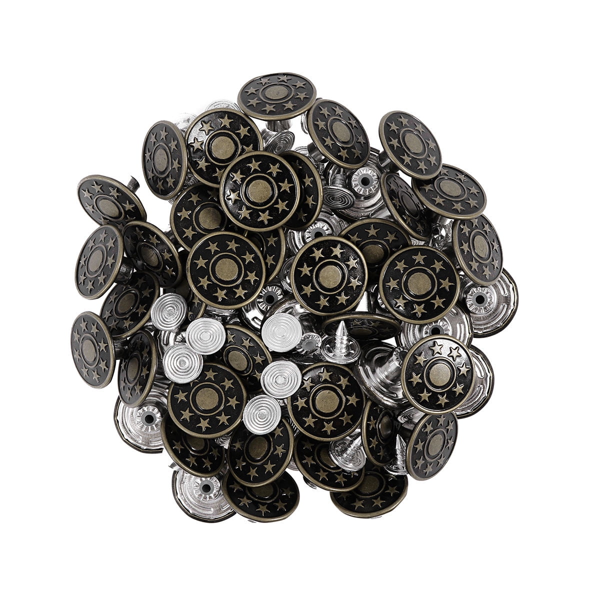 Mobutofu 50Pcs Star Pattern Jeans Tack Buttons in Dark Green Metal for Easy Sewing-Free Use