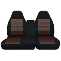 Fits 2001-2003 Ford F-150 Velour Seat Covers 40/60 Bench Molded Headrests,Two Cup Holders:Blk Brown