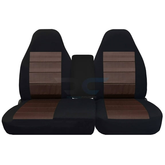 Fits 2001-2003 Ford F-150 Velour Seat Covers 40/60 Bench Molded Headrests,Two Cup Holders:Blk Brown