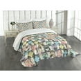 thumbnail image 3 of Ambesonne Cats Quilted Bedspread Set 3 Pcs, Hipster Playful Glass, King Size, Multicolor, 3 of 5