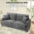 thumbnail image 2 of Kidirect 70in Grey Sofa, Couches for Living Room 21in Extra Deep Seats,  Corduroy Sofas for Living Room No Tool Assembly, Modern Oversized Love Seat with 2 Pillows, Sofa Couch for Bedroom, 2 of 9