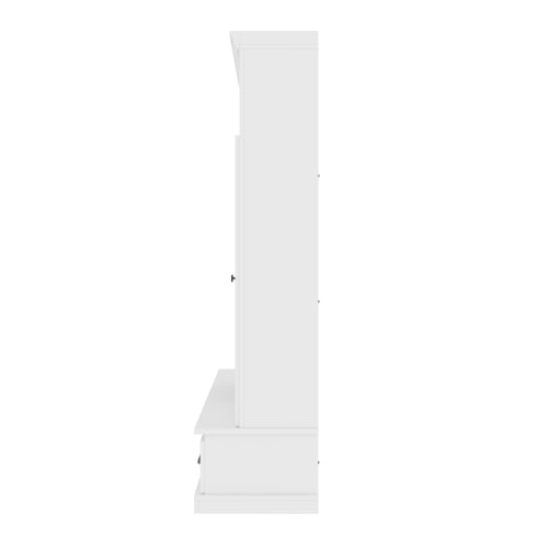 78.7" H Hall Tree with Bench and 5 Storage Cubbies, Modern Entryway Organizer Cabinet with 4 Doors, 5 Drawers, Adjustable Shelves, MDF, Metal Handles, for Hallway, Living Room, White