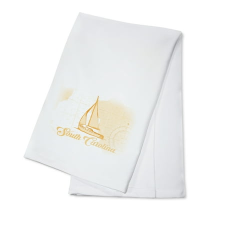 Coastal Carolinas Small Boat South Carolina - Sailboat - Yellow - Coastal Icon - Lantern Press Artwork (100% Cotton Kitchen Towel) ()