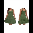thumbnail image 2 of Vestidos de Verano para Mujer, de Gran Tamaño, con Hombros Descubiertos, Lisos, Sin Mangas, con Volantes en el Bajo, Vestidos Cortos con , Verde XXL, 2 of 7