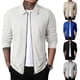 thumbnail image 3 of Mens Casual Long Sleeve Turn-Down Collar Shirt Tops Zip Up Slim Fit Coats Jacket, 3 of 8