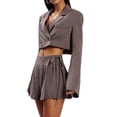 thumbnail image 5 of Blotona Women's Black Cropped Blazer Long Sleeve Open Front Crop Cardigans Coat Business Work Office Blazers Suit Jackets, 5 of 9
