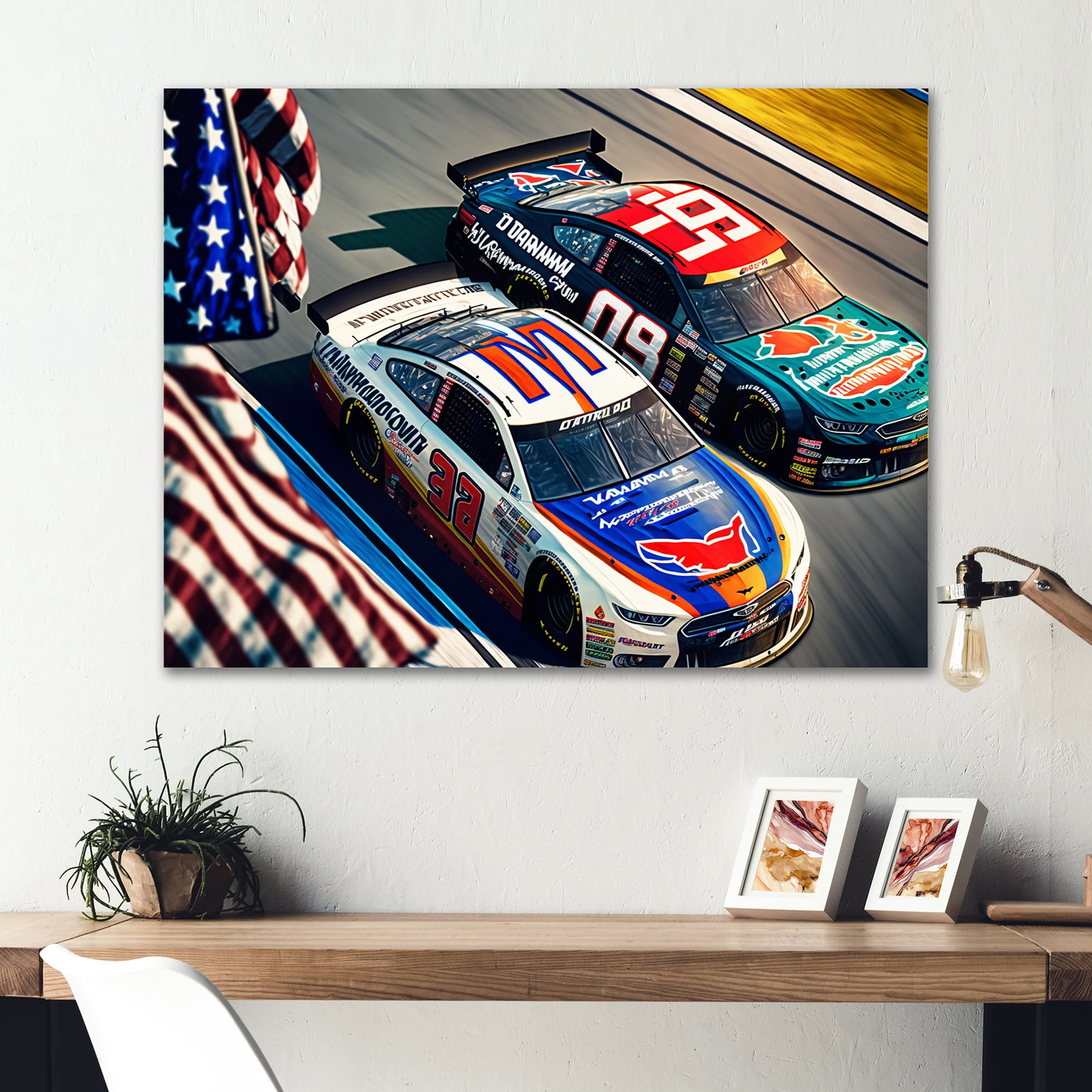 Designart Stock Car Racing Last Lap VI Canvas Wall Art