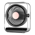 thumbnail image 2 of USB Rechargeable Transparent Desktop Mini Fan,multi angle adjustable wind direction,low mute steady airflow,safety dense grille table cooler circulate air for workstation bedroom dorm daily cooling, 2 of 8