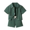 thumbnail image 2 of LYHaoo Toddler Baby Boys Clothes Ribbed Button Down Shirt Tops +Shorts Pocket Outfit 2 PCS Set 12 Months 6T Without Tee Boys Clothing Sets Sizes (2-3 Years), 2 of 7