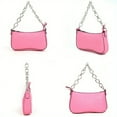 thumbnail image 3 of Pink Chain Shoulder Bag For Women, Fashion Underarm Bag With Zipper Closure, Weekend Tote For Shopping And Work, 3 of 5