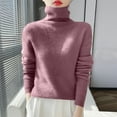 thumbnail image 2 of Nfurl Womens Turtleneck Sweaters Cozy Long Sleeve Solid Color Sweater Base Layer Top Fitting Ladies Fall Clothes Knitwear Pink XL, 2 of 4