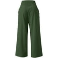 thumbnail image 5 of Wide Leg Linen Pants Women Summer High Waisted Boho Beach Flowy Pant Casual Vacation Outfits Elastic Lounge Trousers Green M, 5 of 5